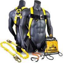 KwikSafety (Charlotte, NC) TORNADO COMBO | 1 D-Ring Full Body Safety Harness, 6 ft Lanyard, Tool Lanyard, ANSI OSHA PPE Fall Protection Arrest Restraint Equipment Universal Construction Roofing Bucket