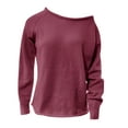 thumbnail image 4 of Duoif Sweaters for Women Trendy Women Casual Long Sleeve Fall Sweaters Crew Neck Solid Color Knitted Oversized Pullover Loose Fit Jumper Women's Sweaters Womens Tops Red L, 4 of 4