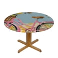 thumbnail image 3 of PIKWEEK Round Vinyl Fitted Tablecloth with Flannel Backing Elastic Table Cloth Waterproof Oil-Proof Plastic Table Cover Spring Bike Round Tablecloth, 3 of 7