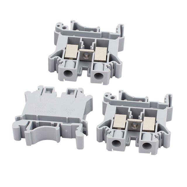 Unique Bargains 3Pcs UK-10N DIN Rail Mount Guide Terminal Block 800V 76A 10mm2 Cable Gray