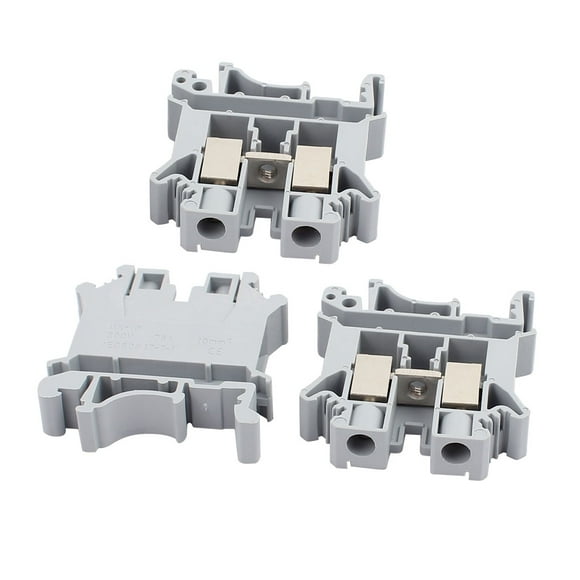 Unique Bargains 3Pcs UK-10N DIN Rail Mount Guide Terminal Block 800V 76A 10mm2 Cable Gray