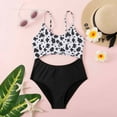 thumbnail image 4 of Zwiiyzr One Piece Swimsuit for Girls Baby Swimwear Children's Cut Out Cow Printing Sleeveless Surfing Bathing Suit Swimming Suit, 8-14 Years, Black, 4 of 9
