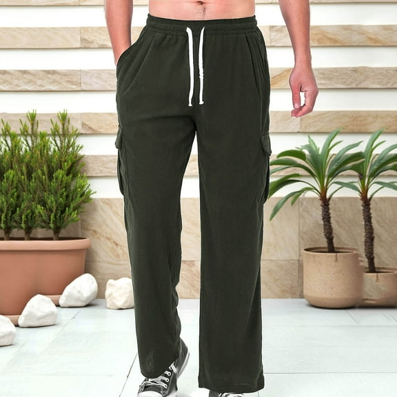 Awdenio Mens Sweatpants High Waisted Drawstring Wide Leg Cargo Pants Trendy Casual Baggy Joggers Pants with Pockets