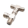 thumbnail image 1 of Divisor de cable coaxial, divisor de TV 2 en 1 salida, paquete de 2 F tipo RG6 macho a 2 F hembra, divisor de cable de 3 vías, adaptador de conector coaxial T para videograbadora, 1 of 5