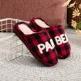 thumbnail image 4 of Cow Fuzzy Scuff Slippers Womens Soft Comfy Memory Foam Non- Indoor House Shoes Red1 43, 4 of 6