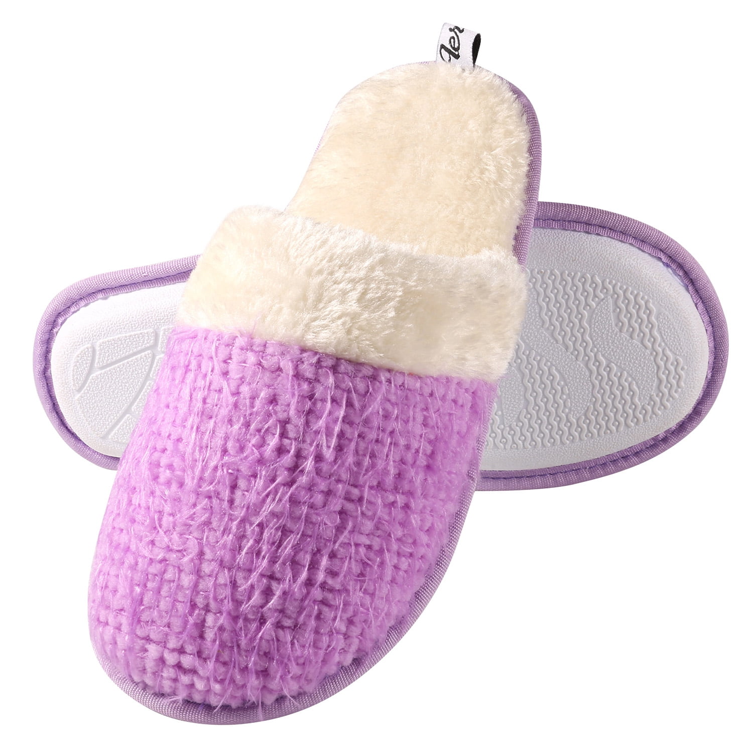 Purple Sunrise Weave Women's Memory Foam Indoor Slippers – Warm Fleece Lining, Non-Slip Sole, Close-Toe Comfort