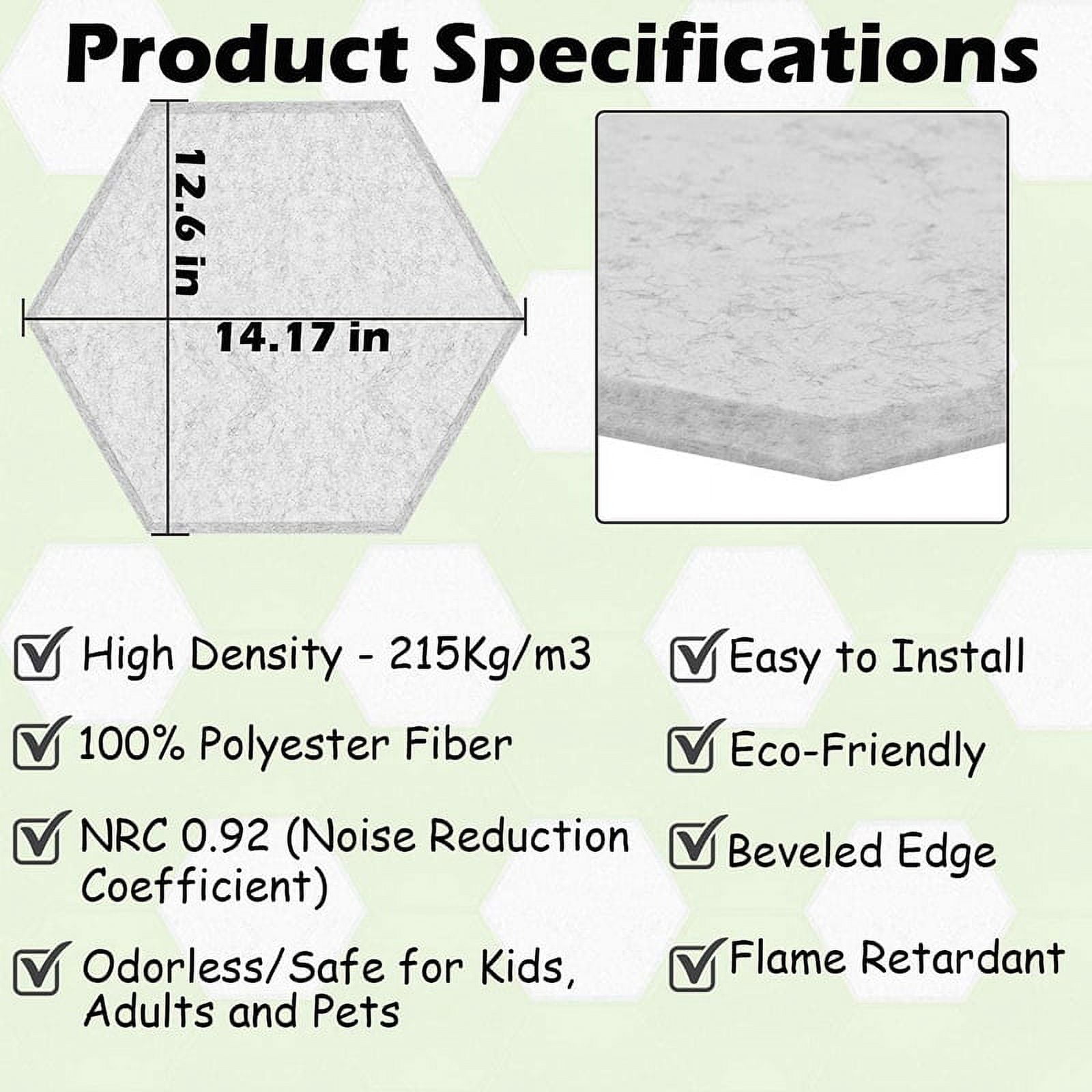 12 Pcs Hexagon Acoustic Panels Beveled Edge Sound Proof Foam Panels