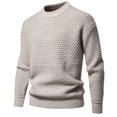 thumbnail image 5 of Aueoeo Crochet Sweater, Thermal Trendy Men Leisure Solid Color Round Neck Versatile Long Sleeves Sweater Fall Winter Knitwear, 5 of 6
