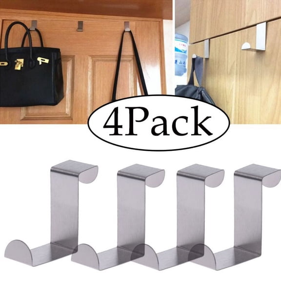 HAOAN 4 Pack Over The Door Hooks for Cabinets and Cupboards, Shower Hooks Towel Hanger For Glass Door, Towel Hooks For Kitchen Bathroom Cabinets Cupboards, Stainless Steel Utility Hooks