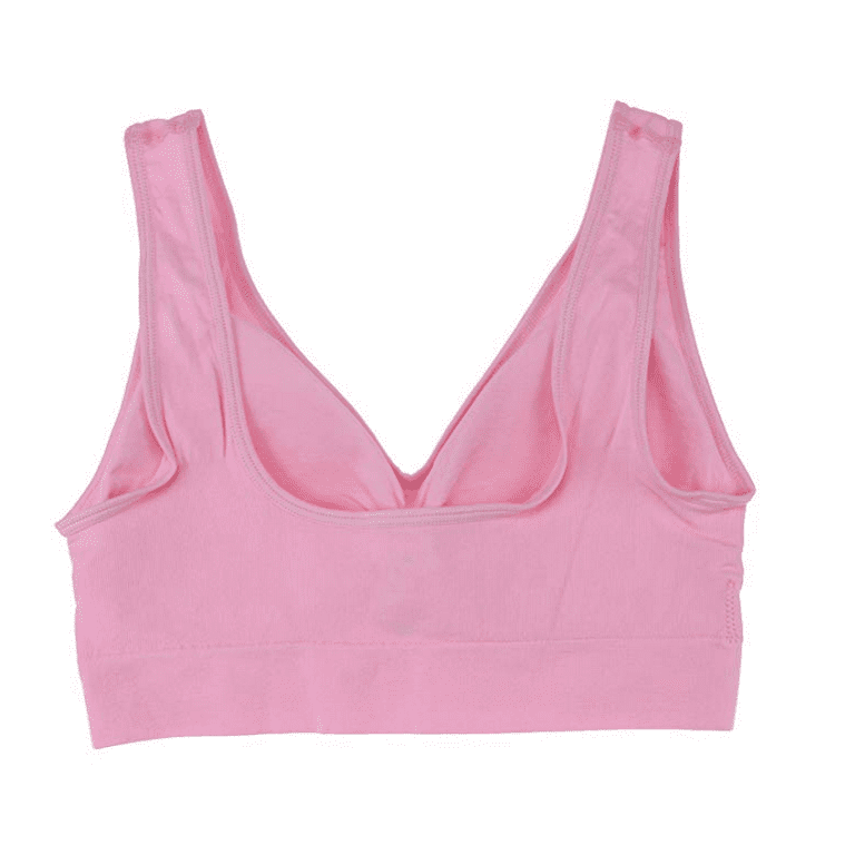 QiShi Women's 3-Pack Seamless Wireless Sports Bra with Removable Pads(Pink,  Purple, Blue) 