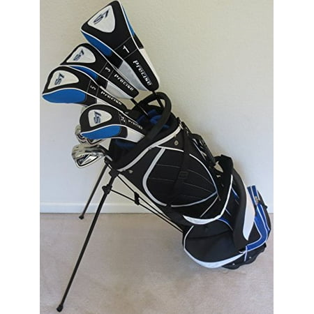 Mens Golf Set Clubs and Bag Complete Driver, 3 & 5 Fairway Woods, Hybrid, Irons, Putter Sand Wedge & Deluxe Stand Bag RH Regular (Best 5 Wood Golf)