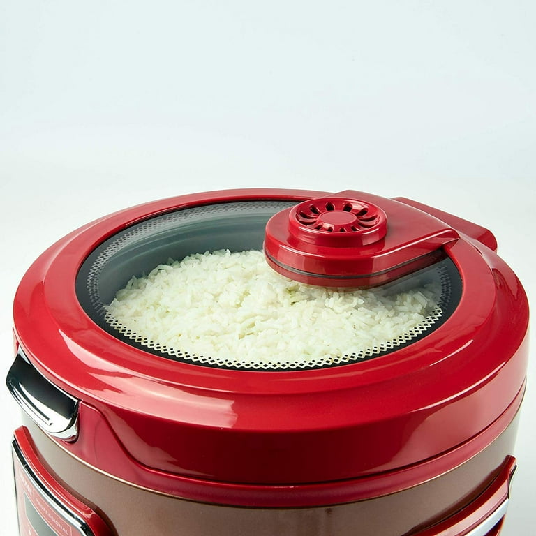 Aroma Arc-1230r 20-Cup (Cooked) Glass Lid Digital Rice Cooker - Red