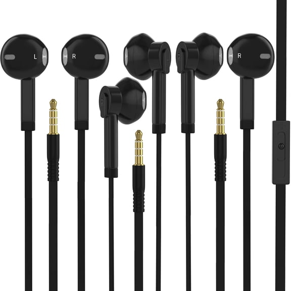 Earbuds Headphones with Microphone Pack of 2, Noise Isolating Wired Earbuds, Earphones with Powerful Heavy Bass Stereo,