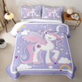 thumbnail image 2 of Manfei Kawaii Unicorn Twin Quilt Set,White Cloud Print Twin Coverlet Set,2pcs, 2 of 7