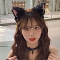 thumbnail image 6 of Jiibva Plush Black Cat Ear Headband with Bell - Furry Faux Fur Hairband for Parties & Daily Styling (4.72inch Elastic Size), 6 of 7