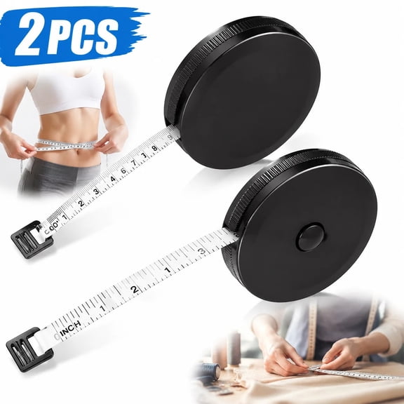 Tape Measure for Body Measuring Tape, (Pack of 2) Dual Sided inch and cm, Portable, Retractable Soft Ruler Tool for Measurements Body Fat, Fitness Sewing Tailor Fabric