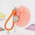 thumbnail image 5 of SPRING PARK Women Hollow Ball Pompom Keychain Keyring Car Key Ring Chain Charm Bag Pendant Decor, 5 of 8
