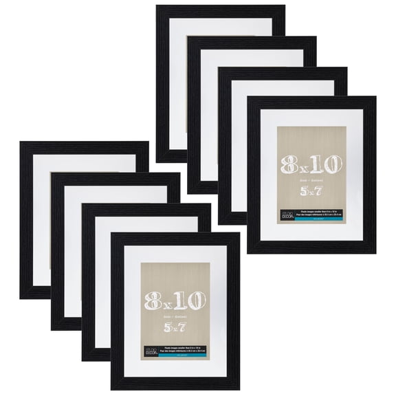 Studio Decor 8" x 10" Black Float Picture Frame with 5" x 7" Mat - Pre-attached Hanging Hardware, Horizontal or Vertical - MDF, Bulk 8 Pack