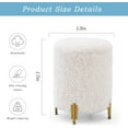 thumbnail image 3 of Mxfurhawa Round Ottoman Set of 2,Upholstered Footrest Stool Support 300lbs,Modern Padded Seat Foot Stool Coffee Table,Vanity Stool with Storage and Metal Legs for Living Room (White Long Wool), 3 of 13