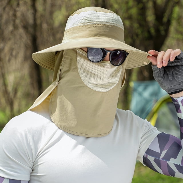 Sombrero grande para el sol para hombre, protección solar al aire libre, pesca, montañismo, sombrero de pescador, cara