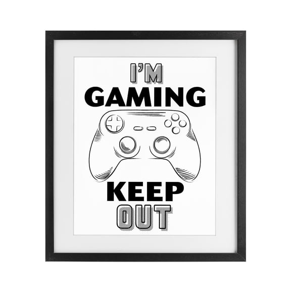 Stupell Industries Contemporary Gaming Keep Out Black Framed Print Under Glass, 13 x 16, by Marcus Prime