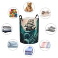 thumbnail image 4 of Cool Octopus Monster Sail Boat Waves Foldable Laundry Hamper with Handle Storage Basket for Clothes Toys & Organizing, 4 of 6