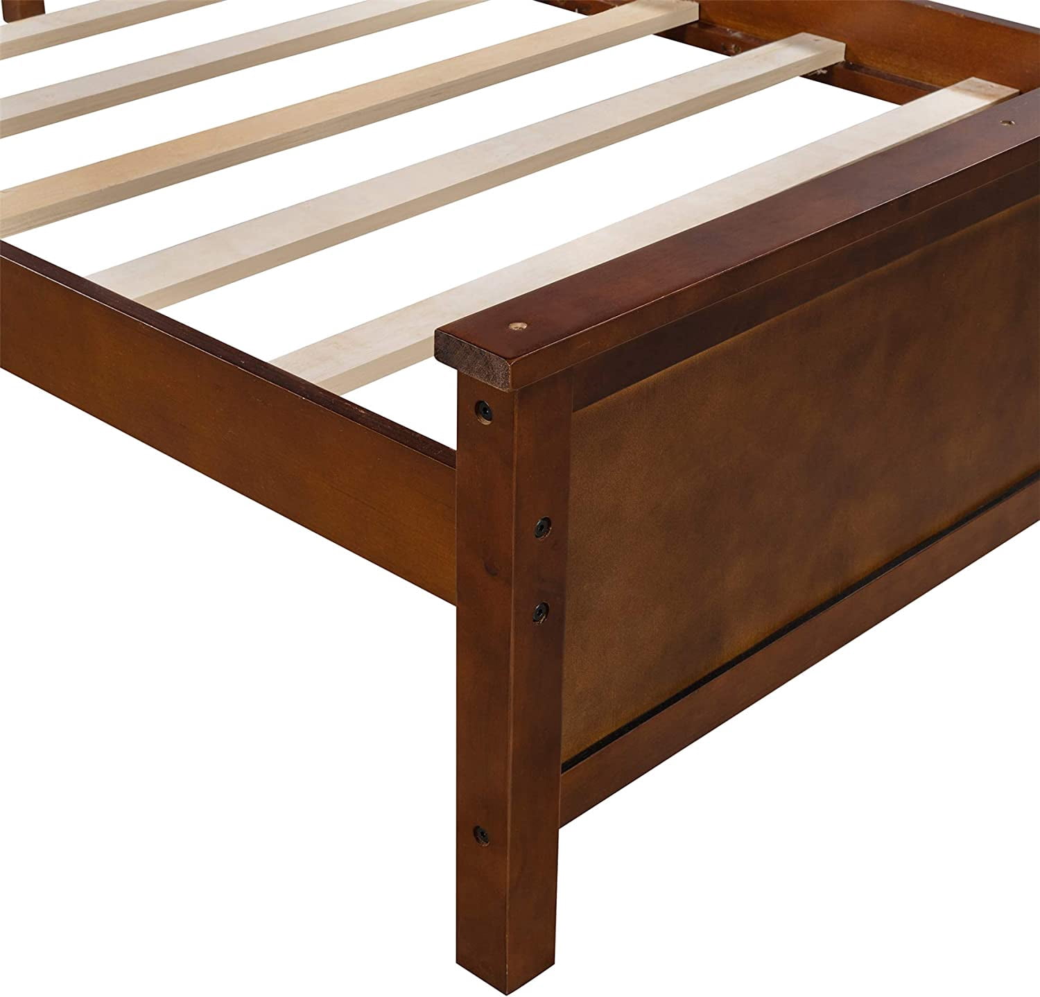 Harper & Bright Designs Twin Bed Frame, Platform Wood Bed Frame with Headboard and Footboard, Walnut