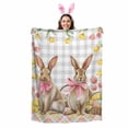 thumbnail image 2 of Throw Blanket Fleece Throw Blanket 50x80in, Easter Farmhouse Bunny Bow Soft Lightweight Bed Blankets Pastoral Tulips Gray Plaid Fuzzy Couch Blankets for All Season, 2 of 9