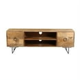 thumbnail image 3 of 63 Inch Mango Wood TV Cabinet with Spacious Storage, Natural Brown and Black - Saltoro Sherpi, 3 of 10