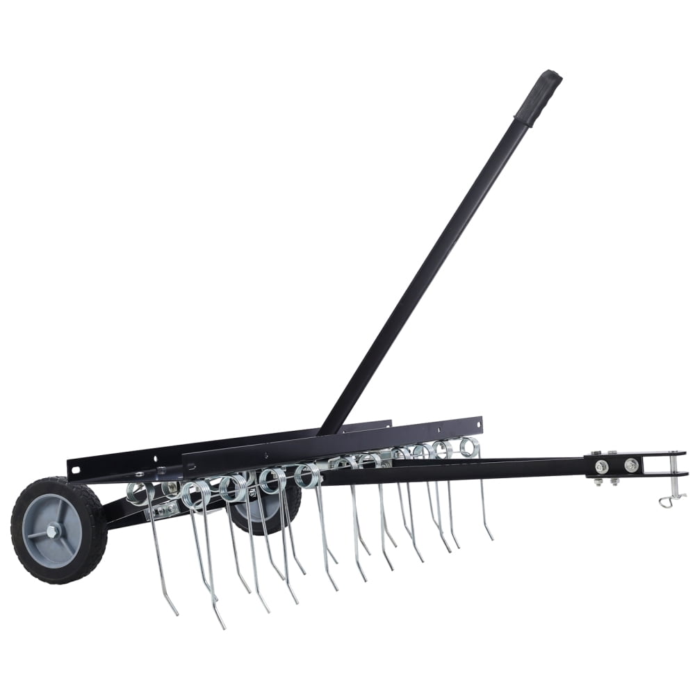 40inch Tow Behind Dethatcher with 20 Heat-Treated Steel Tines, Lawn Sweeper Garden Grass Tractor Rake Removes Thatch from Large Lawns, Riding Lawn Mower Attachments for Outdoor Yard Tools Lawn Care