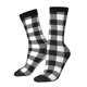 thumbnail image 1 of Balery Black White Plaid Calcetas Largas con Estampado para Hombre y Mujer – Suaves y Transpirables, Talla Única (US 5-11), 1 of 6