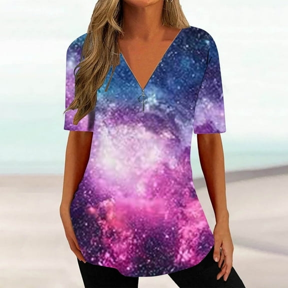 Sakmal Womens Tops Casual Black Short Sleeve V-Neck Button Solid T-Shirts T Shirts for Women