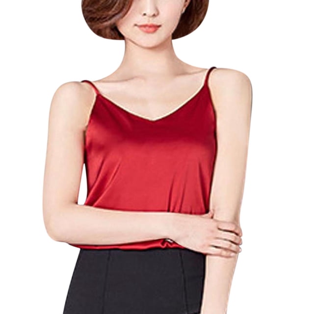 Ketyyh-chn99 Hauts d'Été pour Femmes Tendance 2024 Hauts Courts d'Été Chandails à Col Rond d'Été Sans Manches Coupe Ample Tunique Haut Basique Rouge,2TG