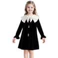 thumbnail image 3 of CPNG Girls Summer Dresses Ruffle Sleeve A-Lined Dress Bow Peter Pan Collar Long Sleeve Sleeveless Button Decor Dress, 3 of 9