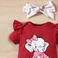 thumbnail image 4 of TOWED22 Baby Girl Summer Clothes Short Sleeve Ribbed Romper Ruffle Layered Bloomers Shorts Headband Boutique Clothing Red,6-9 M, 4 of 6