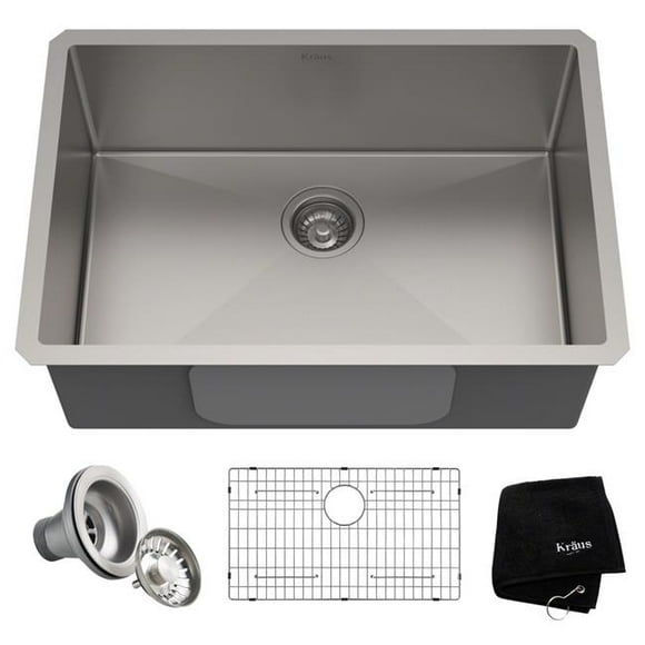 Kraus USA KHU100-28 Standart Pro 28 Undermount Single Bowl Stainless Steel Kitchen Sink with Noisedefend Soundproofing