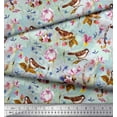 thumbnail image 3 of Soimoi Cotton Cambric Fabric Leaves,Floral & Sparrow Bird Printed Craft Fabric by The Yard 42 Inch Wide, 3 of 3
