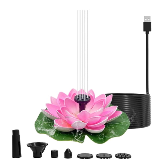 Decorative Floating Solar Power Pond Fountain Pumps With Water Lilies Aesthetic
