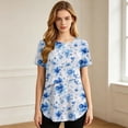 thumbnail image 5 of WAGUTH Women's Trendy Casual Print Maternity Tops Short Sleeve Double Layer Stretch Nursing Shirts Breastfeeding Tunic Blouses for Moms,Blue,L, 5 of 8