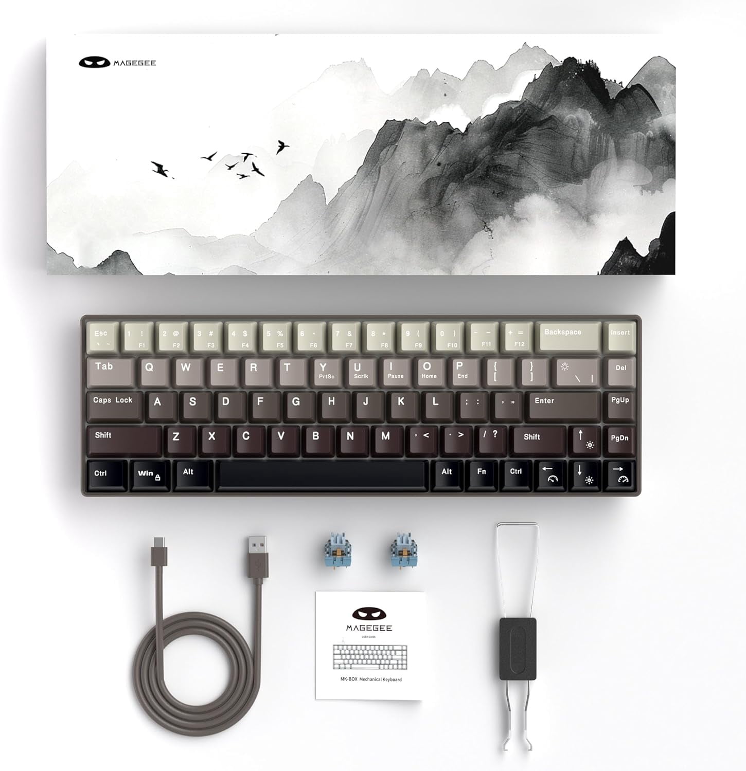 MageGee MK-Box 60% Gaming Keyboard German QWERTZ Layout, Hot-Swappable Compact Wired Mechanical RGB Keyboard with EVA Damping Foam, Ivory White Switch