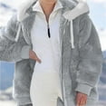 thumbnail image 2 of Baberdicy Fleece Jacket Women's Autumn and Winter New Casual Fashion Loose Plush Zipper Hooded Coat Fleece Jacket Grey, 2 of 4