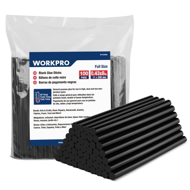 Barras adhesivas termofusibles WORKPRO, paquete de 100 unidades, 11 x 200 mm