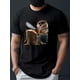 thumbnail image 1 of Men's Beaver Chainsaw Print T-Shirt, Casual Crew Neck Short Sleeve Tee, Regular Fit Top, Geometric Pattern, Slight Stretch, 1 of 4