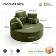 thumbnail image 2 of COOLHUT 59" Oversized Round Chaise Lounge Sofa Set of 2, Cozy Round Chaise Lounge Sofa Bed, Fluffy Plush Deep Seat Sofa, Comfy Upholstered Sleeper Couch for Living Room, Bedroom, Green, 2 of 10