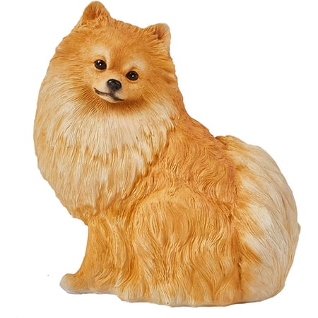 Nvzi Garden Sculptures Cute Pomeranian Statue Handmade Outdoor Garden Decoration Simulation Puppy Sculpture Resin Crafts Garden Statuary for Patio Yard Art Decor (Color : A)