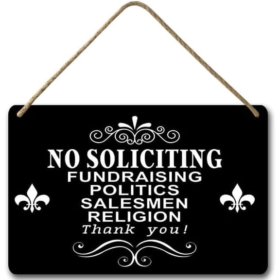 Zomyto 8x12IN No Soliciting Sign for Home,Hanging Doorbell Sign, Farmhouse Soliciting Porch Sign,Home Decor Go Away Sign A05