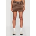 thumbnail image 3 of Womens Fleece Lined Plaid Mini Skirt with Belt, 3 of 5