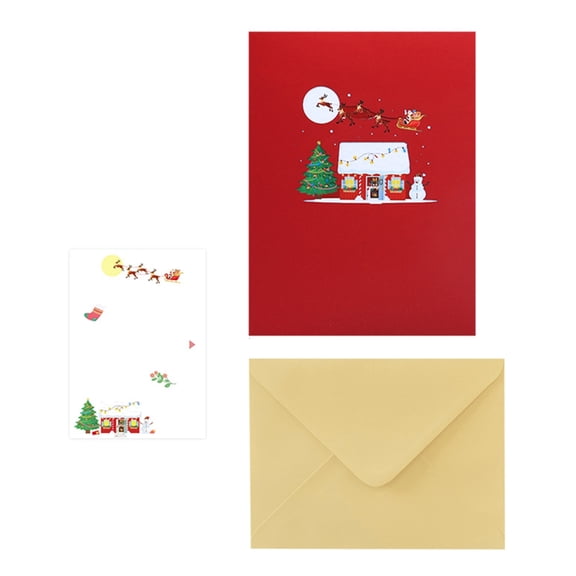 ZPAQI Elegant 3D Christmas House Foldable Greeting Card Memorable Gift for Lover
