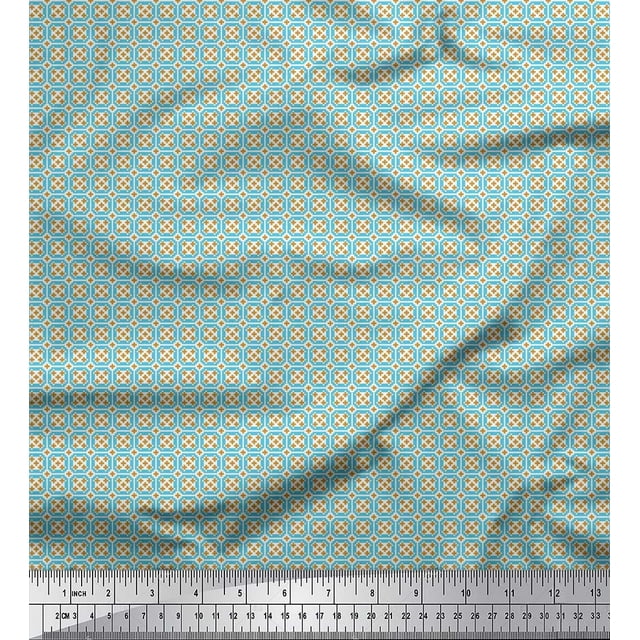 Soimoi Georgette Viscose Fabric Geometric Small Fabric Prints by Yard 42 Inch Wide