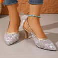 thumbnail image 6 of Miluxas Lace Mesh Slingback Heels for Women Embroidered Kitten Heels Bridal Shoes Pointed Toe Wedding Pumps Gold 5.5(36), 6 of 9